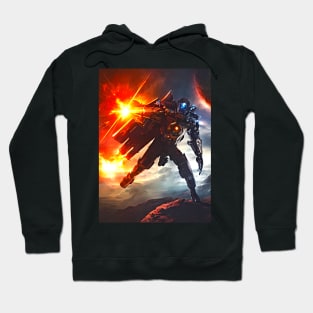 Human/Alien War - Returning Fire! - AI Generated Sci Fi Concept Art - Hoodie